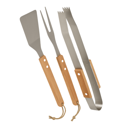 Cheqo® BBQ Accesoires - BBQ Gereedschap Set - 3-delig RVS - Barbecue Accessoires - BBQ Tang - BBQ Vork - BBQ Spatel