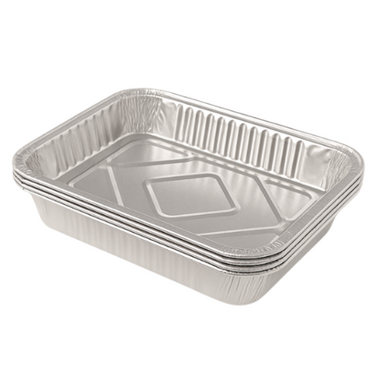 Cheqo® BBQ Grillschalen Aluminium - BBQ Bakjes - Barbecue Grillschaal - Set van 4 - Vetopvang BBQ - Wegwerp BBQ Schaal