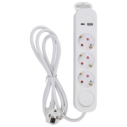 Fx Control Stekkerdoos 3 Weg + Usb A En C Poort Wit
