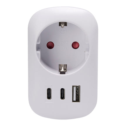 Fx Control Stekker + 2 Usb A Poorten + 1 Usb C Poort Wit