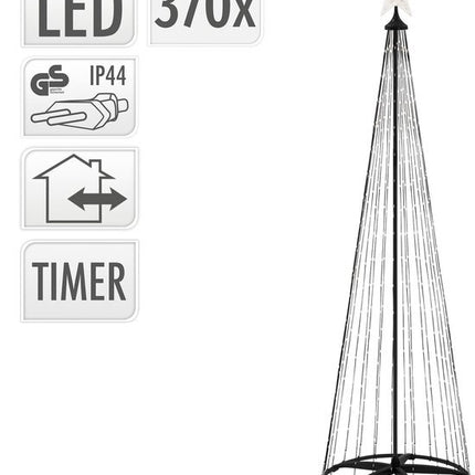 Excellent Houseware Decoratie Led Boom + Ster 370 Led'S 210 Cm Extra Warm Wit Zwart
