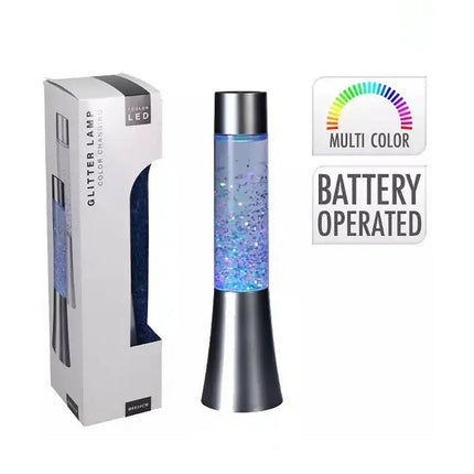 Overige Merken Glitter Rgb Led Lamp 8X33 Cm Zilver