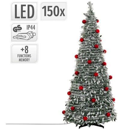 S.i.a. Decoratie Dennenboom Met Sneeuw En Ballen + Verlichting 180 Cm Groen/Wit/Rood