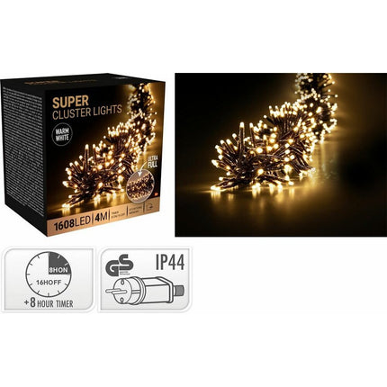 S.i.a. Super Cluster Led-Verlichting 1608 Led'S 400 Cm Warm Wit Zwart