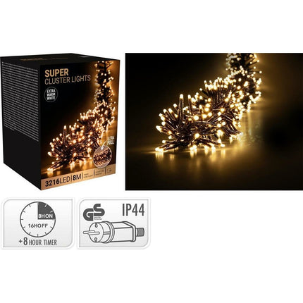 S.i.a. Super Cluster Led-Verlichting 3216 Led'S 800 Cm Extra Warm Wit Zwart