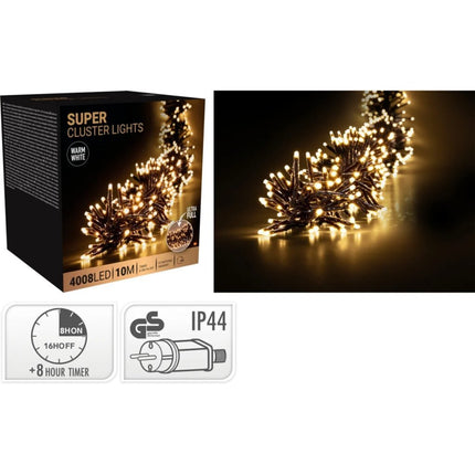 S.i.a. Super Cluster Led-Verlichting 4008 Led'S 1000 Cm Warm Wit Zwart