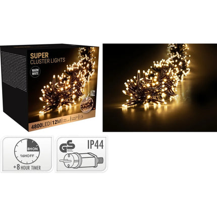 S.i.a. Super Cluster Led-Verlichting 4800 Led'S 1200 Cm Warm Wit Zwart