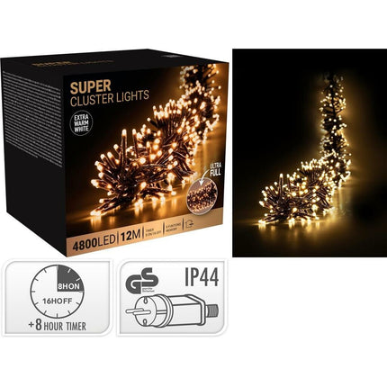 S.i.a. Super Cluster Led-Verlichting 4800 Led'S 1200 Cm Extra Warm Wit Zwart