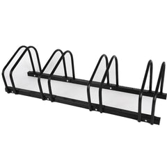 Cheqo® Fietsenrek voor 4 Fietsen - Fietsenstandaard - Fietsrek - Fietsenstalling - Fietsbeugel - Vloermontage en Muurmontage - voor Brede Banden - voor Binnen en Buiten - voor Garage - Schuur en Tuin - Fiets Standaard - Fietsen Rek - Zwart