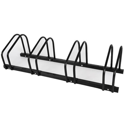 Cheqo® Fietsenrek voor 4 Fietsen - Fietsenstandaard - Fietsrek - Fietsenstalling - Fietsbeugel - Vloermontage en Muurmontage - voor Brede Banden - voor Binnen en Buiten - voor Garage - Schuur en Tuin - Fiets Standaard - Fietsen Rek - Zwart