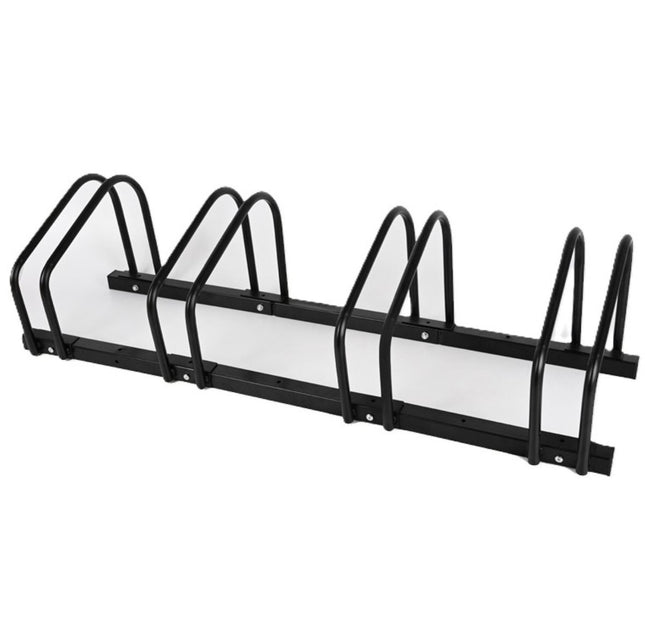 Cheqo® Fietsenrek voor 4 Fietsen - Fietsenstandaard - Fietsrek - Fietsenstalling - Fietsbeugel - Vloermontage en Muurmontage - voor Brede Banden - voor Binnen en Buiten - voor Garage - Schuur en Tuin - Fiets Standaard - Fietsen Rek - Zwart