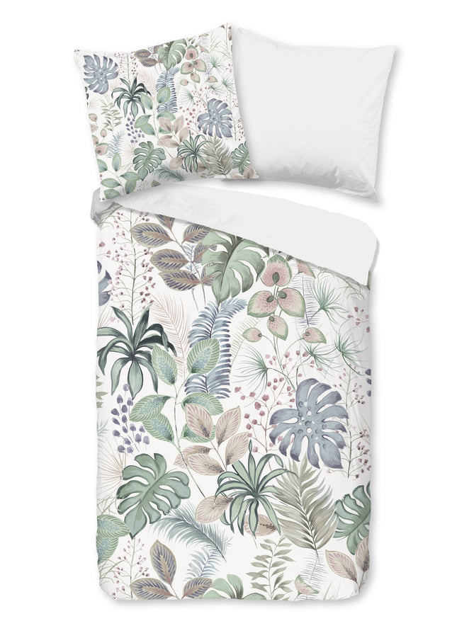 Cheqo® Dekbedovertrek 140x200/220 cm - Bladeren Print - Multi - 1 Persoons - 100% Katoen - Oeko-Tex Gecertificeerd