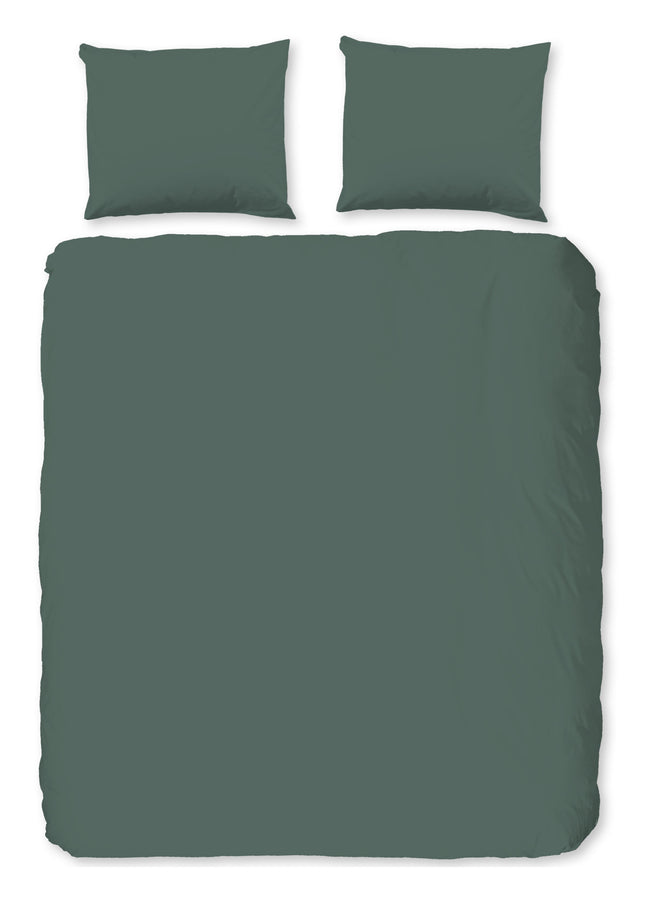 Cheqo® Dekbedovertrek 140x200/220 cm - Uni Groen - 1 Persoons - 100% Katoen - Oeko-Tex Gecertificeerd
