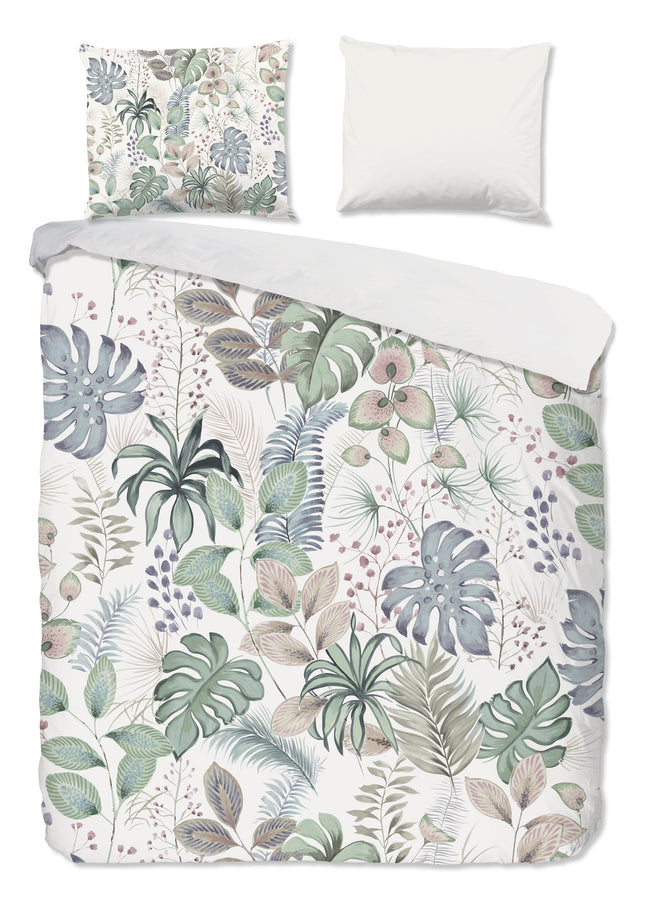 Cheqo® Dekbedovertrek 240x220 cm - Bladeren Print - Multi - 2 Persoons - 100% Katoen - Oeko-Tex Gecertificeerd