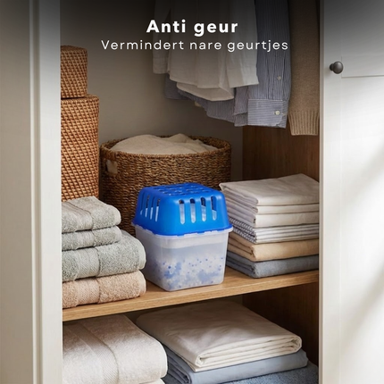 Cheqo® Vochtvanger - Vochtvreter - Luchtontvochtiger - Vochtopnemer - Vochtabsorber - Vochtonttrekker - Vochtvanger voor Kast - Vochtvanger Badkamer - Vochtvanger Keuken - Blauwe Vochtvanger