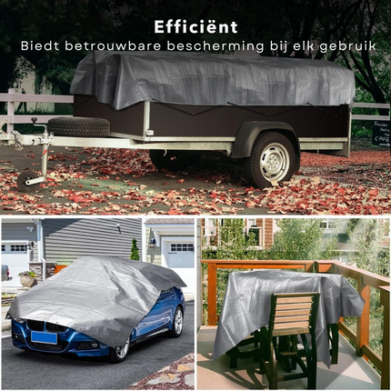 Cheqo® Waterdicht Dekzeil 2x3 m - Afdekhoes - Afdekzeil Herbruikbaar - Grijs - Voor Bescherming Buiten - Voor Auto's, Meubelen, Tuinset - Autohoes - Meubelhoes