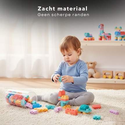 Cheqo® Grote Bouwblokken - Zachte Bouwblokken - Soft Blocks - Bouwblokken XXL - Bouwblokken Set - Bouwblokken 100 Stuks