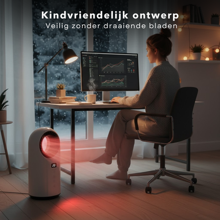 Cheqo® Bladloze Ventilatorkachel - Elektrische Kachel - Keramische Kachel - Ventilatorkachel - Verwarmings- En Ventilatormodi - Afstandsbediening - Heater - Verwarming - Kachel - Ventilator Kachel - Verwarmer