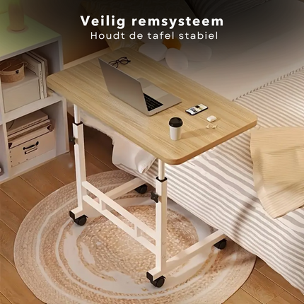 Cheqo® Cheqo® Verrijdbare Laptoptafel - Verrijdbaar Bureau - Computertafel - Laptop Standaard - Verstelbare Bedtafel - Banktafel - Bijzettafel - Laptop Tafel - Praktich