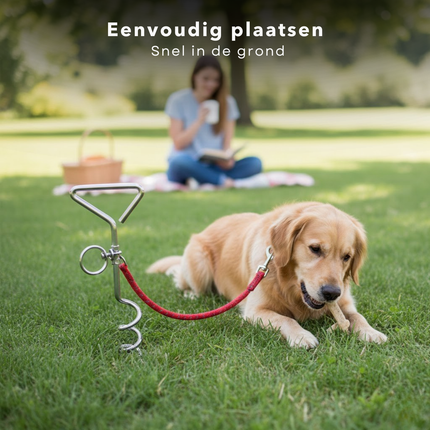 Cheqo® Grondpen Hond - Grondpen Hondenlijn - Aanlegspiraal Hond - Vastlegspiraal Hond - Grondspiraal Hond - Hondenpin - Grondpin Hond - Aanlegpen Hond - Grondanker Hond - Hondenanker - Campingpen Hond