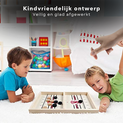 Cheqo® Houten Puckspel - Slingshot Puck Spel - Sjoelen - Tafelspel voor Kinderen - 35 cm - Educatief Speelgoed - 2 Spelers