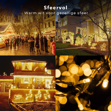 Cheqo® LED Kerstverlichting - Kerstlampjes - Kerstboomverlichting voor Buiten - 480 LED's - 36m Transparant Snoer - Timer & Sfeerverlichting Buiten