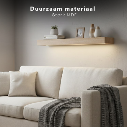 Cheqo® Wandplank met Led Verlichting - Wandplank met Verlichting - Wandplank Led - Wandplank Verlichting - Wandplank Bruin - Wandrek met Led Verlichting - Wandrek met Verlichting - Wandrek Bruin - Wandplank met Licht