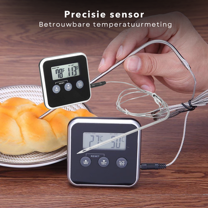 Cheqo® Digitale Kernthermometer - Voedselthermometer - Keukenthermometer - Nauwkeurige Vleesthermometer RVS - Voor BBQ en Oven