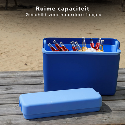 Cheqo® Koelbox - Frigobox - Coolbox - 12 Liter - Smal Model - Ideaal voor Picknick - Compact en Blauw