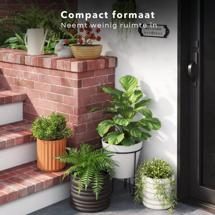 Cheqo® Ronde Witte Bloempot - Plantenbot Wit - 25cm - Kunststof Pot voor Binnen en Buiten