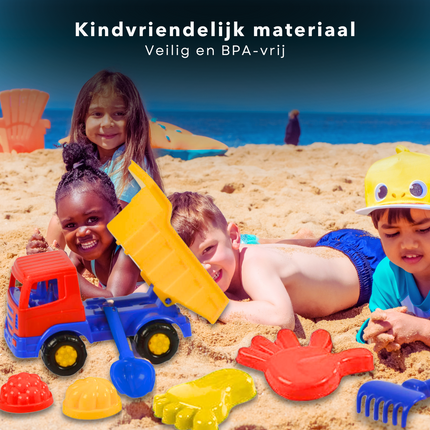 Cheqo® Strandset Speelgoed met Zandvormpjes - 7-Delig Zandbak Speelset met Truck - Voor Kinderen - Duurzaam Plastic