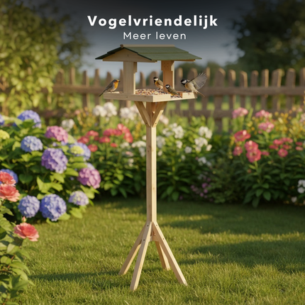 Cheqo® Vogelvoederhuisje op Paal - Vogelhuisje op Paal - Vogelvoederhuis op Paal - Vogelvoederstation - Vogelvoerhuisje - Vogelhuisje Tuin - Vogelhuisje Balkon - Vogelvoederhuisje Tuin - Vogelhuisje Buiten