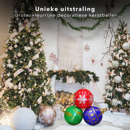 Cheqo® Opblaasbare Kerstballen XL - Kerstballen Verlicht - LED Kerstverluchting - Kerstdecoratie Set van 3