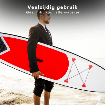 Cheqo® Opblaasbaar SUP Board Set - Beginnersvriendelijk - Inclusief Peddel en Accessoires - Duurzaam Materiaal - Opblaasbaar Paddle Board