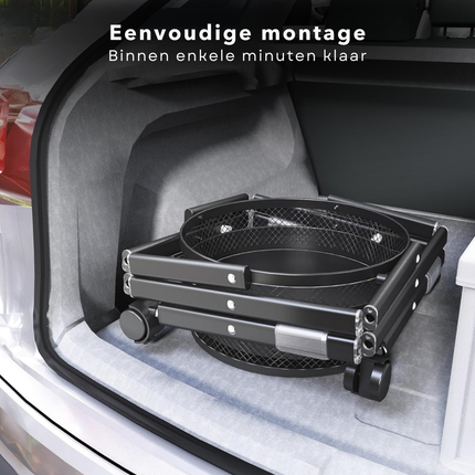 Cheqo® Keukentrolley op Wieltjes - Serveerwagen - Keukenrek - Keuken Trolley - Keukenorganizer - Zwart - Verrijdbaar 3-Laags Opbergrek - Staal - Opvouwbaar