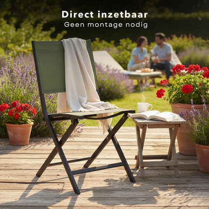 Cheqo® Vouwstoel - Klapstoel - Opvouwbare Stoel - Inklapbare Stoel - Campingstoel - Kampeerstoel - Strandstoel - Festival Stoel - Tuinstoel Opvouwbaar - Tuinstoel Inklapbaar - Groene Vouwstoel