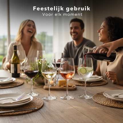 Cheqo® Wijnglazen Set - Wijnglazen - Wijnglazen 4 Stuks - Wijnglazenset 4 - Wijnglazen Set 4 - Wijnglas Set - Wijnglas - Wijnglazen voor Diner - Wijnglazen voor Borrel - Wijnglazen Cadeau