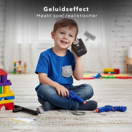 Cheqo® Politie Verkleedset - Politie Verkleed Accessoires - Politie Speelset - Politie Accessoires Set - Politiepet met Accessoires - Walkietalkie Speelgoed - Speelgoed Handboeien - Politie Set Kinderen