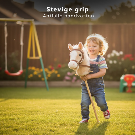 Cheqo® Stokpaard met Geluid - Stokpaardje met Geluid - Stokpaard - Stokpaardje - Hobby Horse - Hobby Paard - Paardenstok - Paardenstok Speelgoed - Stokpaard Speelgoed - Stokpaard voor Kinderen - Stokpaard met Geluid Beige