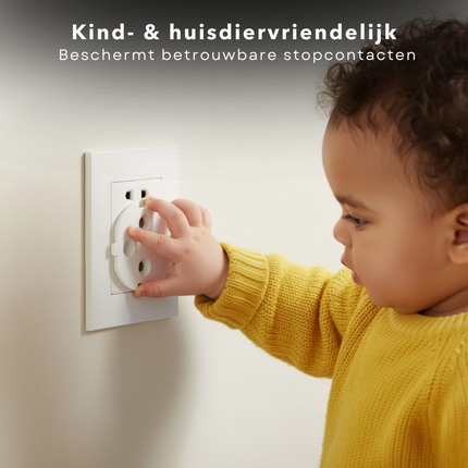 Cheqo® Kinderbeveiliging Stopcontact - Stopcontactbescherming Zonder Lijm - Herbruikbare Stopcontactbeveiliging - Bescherming Tegen Stroomschokken - Stekkertype F Bescherming - Stopcontactbeschermer - Stopcontact Bescherming