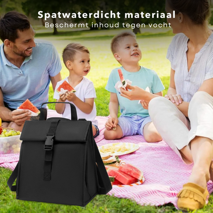 Cheqo® Koeltas Zwart - Picknicktas - Lunchtas - Thermisch Geïsoleerd - Lichtgewicht Reistas