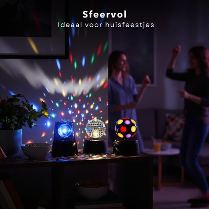 Cheqo® Discolamp Set - Disco Lamp Set - Discolampen Set - Disco Licht Set - Party Lights Set - Feestverlichting Set - Mini Discolamp - Disco Bal Lamp - Party Licht
