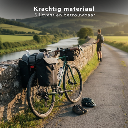 Cheqo® Dubbele Fietstas - 40 Liter Fietstas - Zwarte Fietstas - Fiets Tas