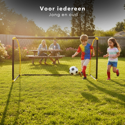 Cheqo® Opvouwbaar Voetbaldoel - Voetbal Training Doel - Voetbaldoel Voor Kinderen - Voetbaldoel Voor Volwassenen - Kunststof Voetbalgoal - Makkelijk Op Te Bergen - Verankerbaar Voetbaldoel - Groot Voetbalgoal
