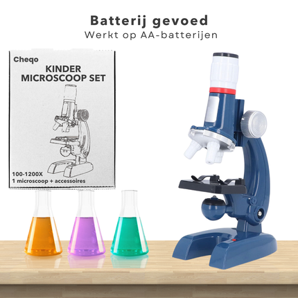 Cheqo® Microscoop Voor Kinderen - Kindermicroscoop Set - Educatief Speelgoed - Inclusief LED Verlichting
