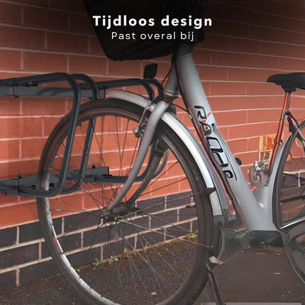 Cheqo® Fietsenrek Metaal - Fietsenstalling voor 2 Fietsen - Fietsrek - MTB Fietsen Rek - Fietsenstandaard - Vloer/Muurmontage - 100 cm - Zwart