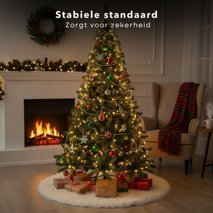 Cheqo® Kunstkerstboom 150 cm - Kerstboom Met Standaard - Volle Kerstboom - 850 Takken - Groene Kunstkerstboom - Herbruikbare Kerstboom - Stabiele Boomstandaard - Gemakkelijk In Elkaar Te Zetten - Natuurlijke Volle Vorm - Kerstdecoratie
