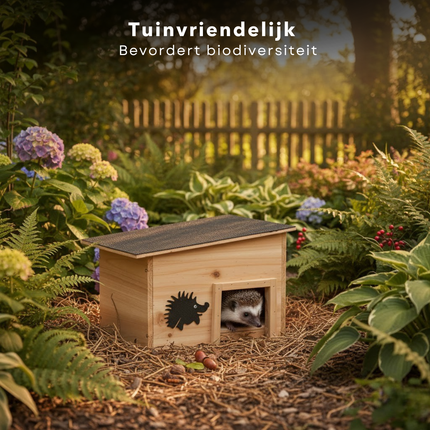 Cheqo® Egelhuis - Egelhuisje - Egelhuis voor Buiten - Egelhuis Tuin - Egelhuisje Tuin - Houten Egelhuis - Egel Nestkast - Egel Schuilplaats - Egelhuis met Afneembaar Dak