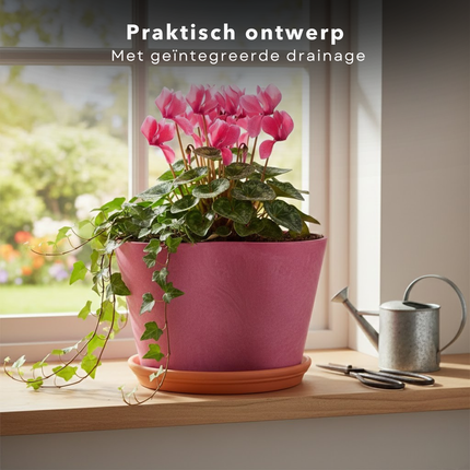 Cheqo® Bloempot Roze - Plantenpot Roze - Bloempot - Plantenpot - Sierpot Roze - Sierpot - Pot voor Kamerplant - Bloempot voor Binnen - Bloempot voor Buiten - Plantenpot voor Binnen - Plantenpot voor Buiten - Bloempot met Drainage
