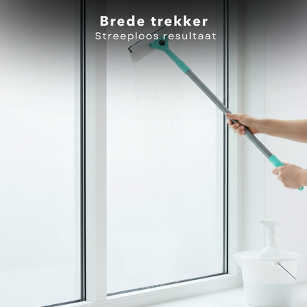 Cheqo® Raamwisser Set - Ramenwas Set - Glazenwasser Set - Raamreinigingsset - Raamwisser met Telescoopsteel - Telescoop Raamwisser - Raamtrekker Set - Raamtrekker met Telescoopsteel - Inwasser Set